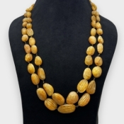 Yellow Sapphire 11-27mm Carved Nugget Shape A+ Grade Beads Necklace - Total 2 Strands of 21-22 Inch.