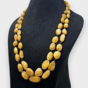 Yellow Sapphire 11-27mm Carved Nugget A+ Beads Necklace - 181826