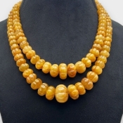 Yellow Sapphire 7-21mm Carved Melon A Beads Necklace - 181827