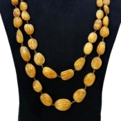 Yellow Sapphire 13-23mm Carved Nugget A+ Beads Necklace - 181824