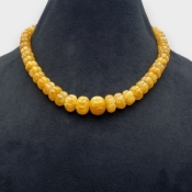 Yellow Sapphire 7-13.5mm Carved Melon A+ Beads Necklace - 181823