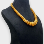 Yellow Sapphire 8-21mm Carved Melon A+ Beads Necklace - 181822