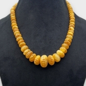 Yellow Sapphire 8-21mm Carved Melon A+ Beads Necklace - 181822