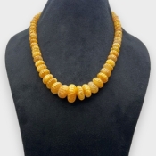 Yellow Sapphire 8-21mm Carved Melon Shape A+ Grade Beads Necklace - Total 1 Strand of 15 Inch.