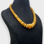 Yellow Sapphire 8-21mm Carved Melon A+ Beads Necklace - 181821