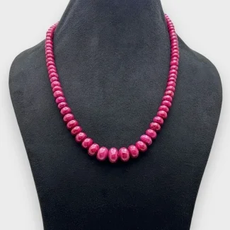 Ruby 6-12mm Smooth Rondelle Shape A Grade Beads Necklace - Total 1 Strand of 17 Inch.