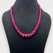 Ruby 6-12mm Smooth Rondelle Shape A Grade Beads Necklace - Total 1 Strand of 17 Inch.