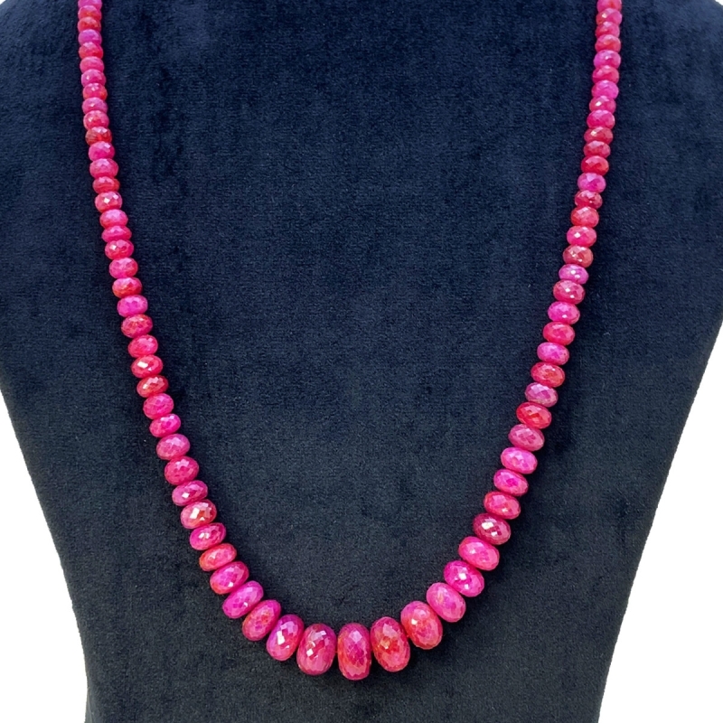 Ruby 5-13mm Faceted Rondelle A+ Beads Necklace - 181792