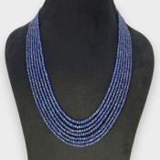 Blue Sapphire 3-4mm Faceted Rondelle Shape A+ Grade Beads Necklace - Total 7 Strands of 15-18 Inch.