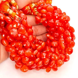 Carnelian 8-9mm Briolette Heart AAA Grade Gemstone Beads Strand - 155728
