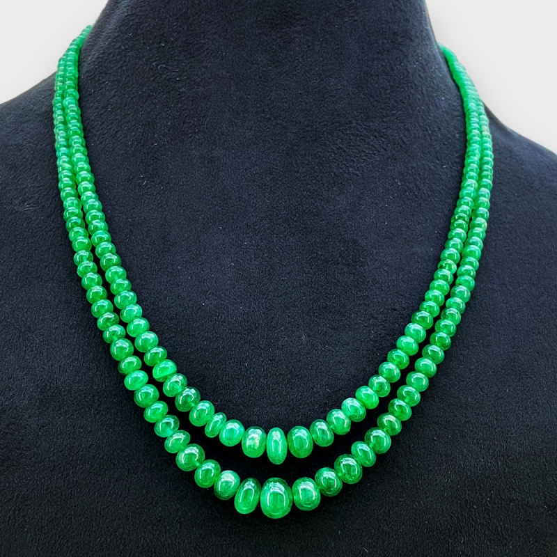 Emerald 2.5-9.5mm Smooth Rondelle 15-16 Inch. Multi Strand Beads Necklace - 183.2 Cts.