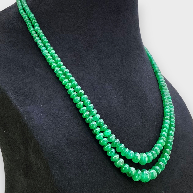 Emerald 2.5-9.5mm Smooth Rondelle 15-16 Inch. Multi Strand Beads Necklace - 183.2 Cts.