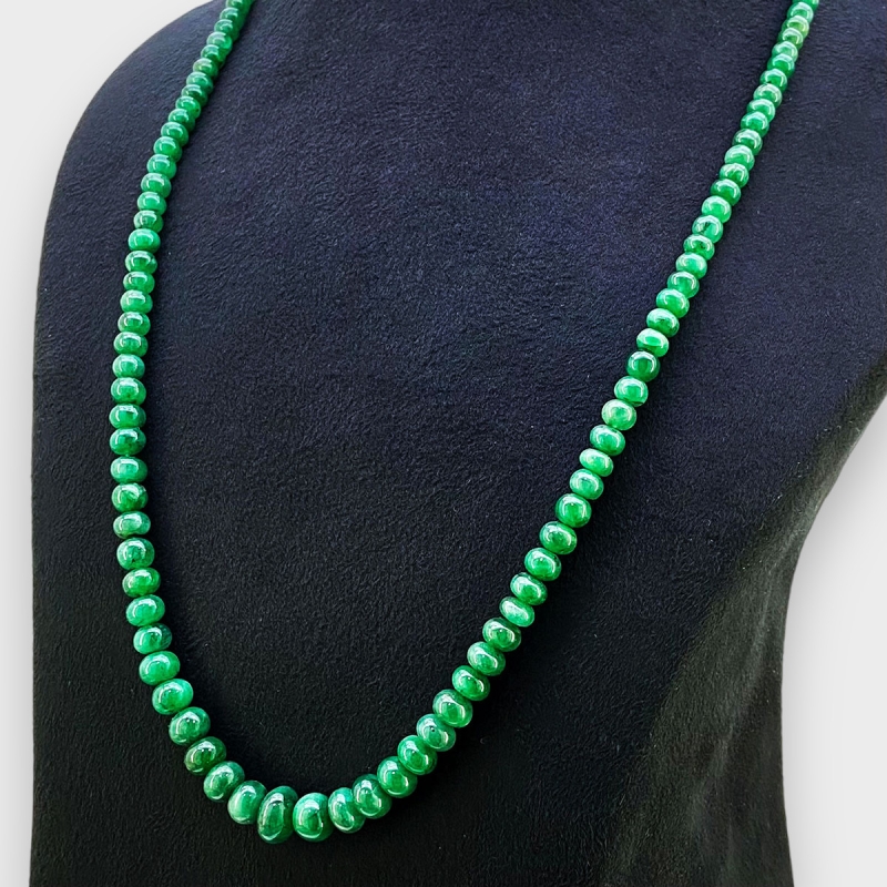 Emerald 4.5-10mm Smooth Rondelle 21 Inch. Beads Necklace - 176.5 Cts.