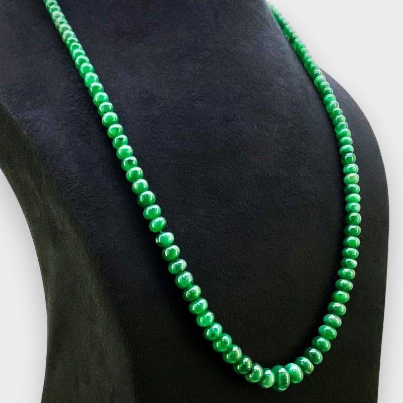 Emerald 4.5-10mm Smooth Rondelle 21 Inch. Beads Necklace - 176.5 Cts.