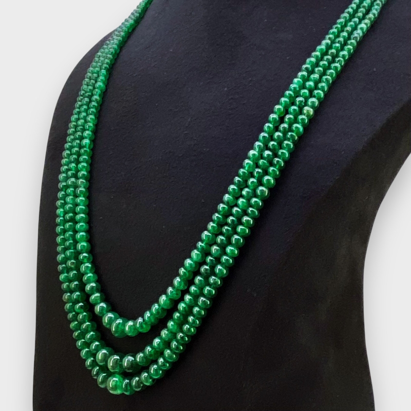 Emerald 3-8.5mm Smooth Rondelle 22-24 Inch. Multi Strand Beads Necklace - 338.2 Cts.