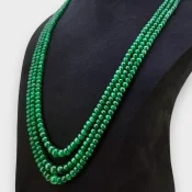 Emerald 3-8.5mm Smooth Rondelle 22-24 Inch. Multi Strand Beads Necklace - 338.2 Cts.