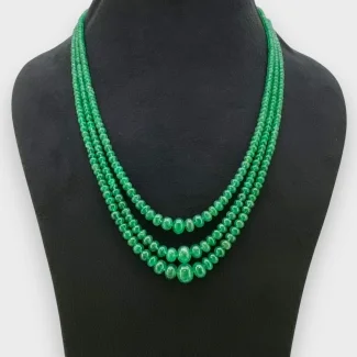 Emerald 2.5-9.5mm Smooth Rondelle 15-17 Inch. Multi Strand Beads Necklace - 204.8 Cts.
