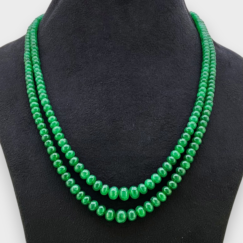Emerald 3.5-9mm Smooth Rondelle 18-19 Inch. Multi Strand Beads Necklace - 277.1 Cts.