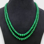Emerald 3.5-9mm Smooth Rondelle 18-19 Inch. Multi Strand Beads Necklace - 277.1 Cts.