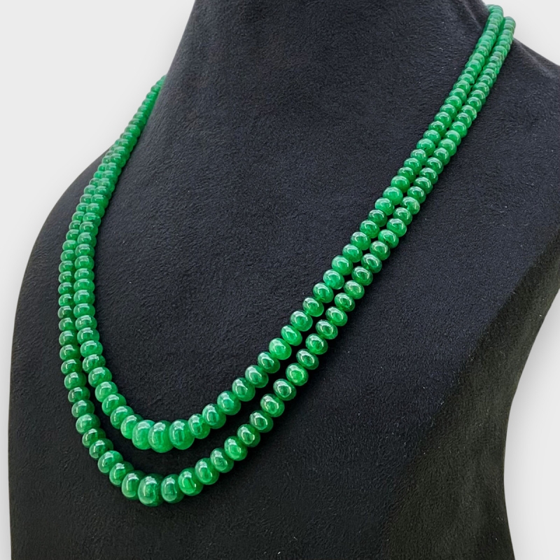 Emerald 3.5-9mm Smooth Rondelle 18-19 Inch. Multi Strand Beads Necklace - 277.1 Cts.