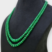 Emerald 3.5-9mm Smooth Rondelle 18-19 Inch. Multi Strand Beads Necklace - 277.1 Cts.