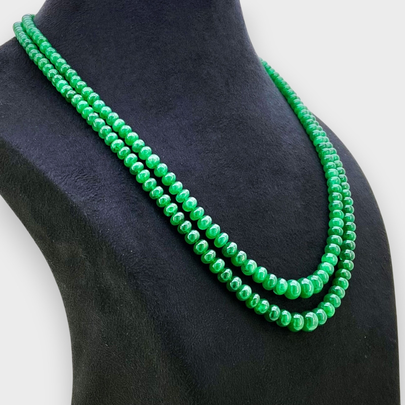 Emerald 3.5-9mm Smooth Rondelle 18-19 Inch. Multi Strand Beads Necklace - 277.1 Cts.