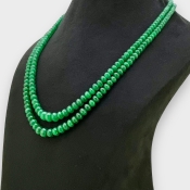 Emerald 3.5-9mm Smooth Rondelle 18-19 Inch. Multi Strand Beads Necklace - 277.1 Cts.