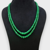 Emerald 3.5-9mm Smooth Rondelle 18-19 Inch. Multi Strand Beads Necklace - 277.1 Cts.