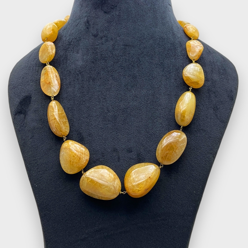 Yellow Sapphire 21-34mm Smooth Nugget A Beads Necklace - 181828