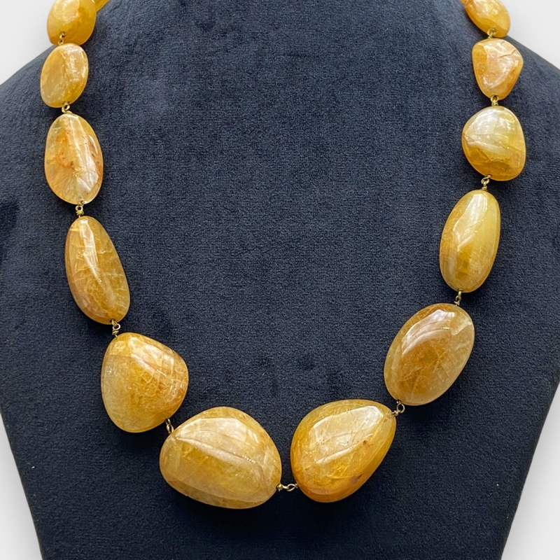 Yellow Sapphire 21-34mm Smooth Nugget A Beads Necklace - 181828
