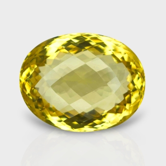 Hydro Lemon Quartz 32x25mm Checkerboard Oval AAA Grade Loose Gemstone - 143345