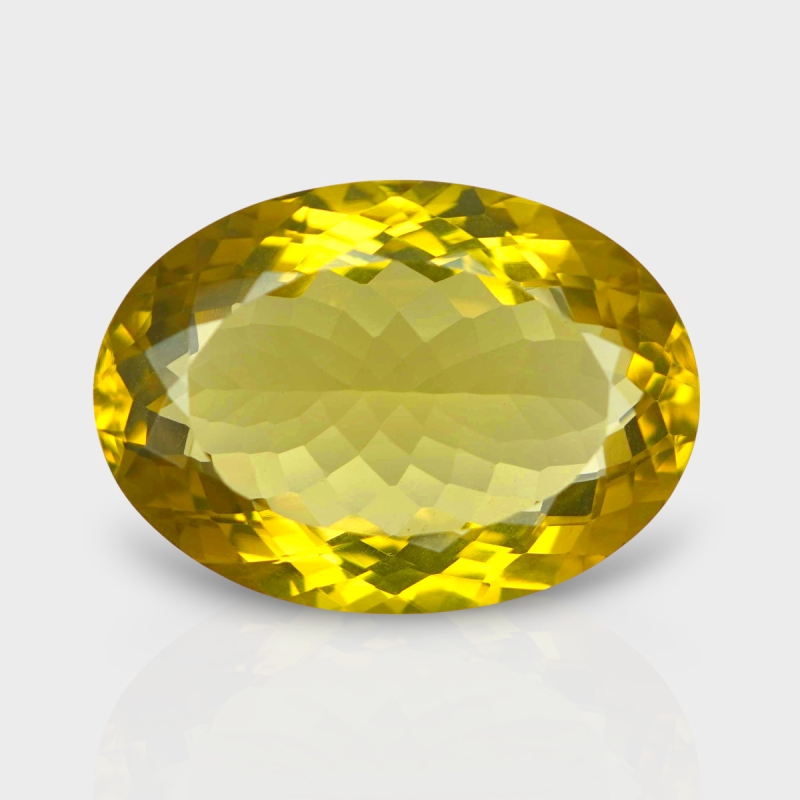 Lemon Quartz 32x23mm Faceted Oval AAA Grade Loose Gemstone - 159702