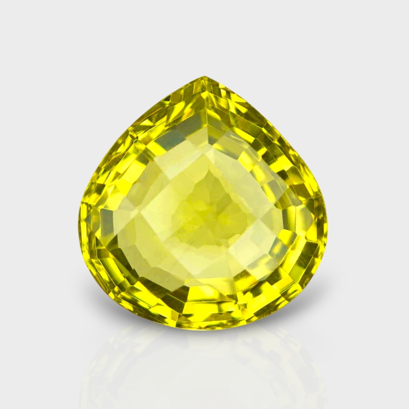 Lemon Quartz 18.5mm Checkerboard Heart AAA+ Grade Loose Gemstone - 159721