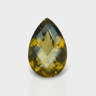 Olive Quartz 26x17mm Checkerboard Pear AAA Grade Loose Gemstone - 160014