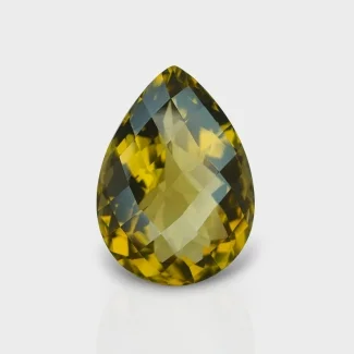 Olive Quartz 25x18mm Checkerboard Pear AAA Grade Loose Gemstone - 160015