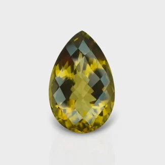Olive Quartz 27x17mm Checkerboard Pear AAA Grade Loose Gemstone - 160018