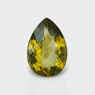 Olive Quartz 25x17mm Checkerboard Pear AAA Grade Loose Gemstone - 160025