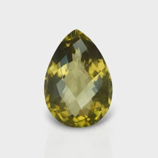 Olive Quartz 25x17mm Checkerboard Pear AAA Grade Loose Gemstone - 160026