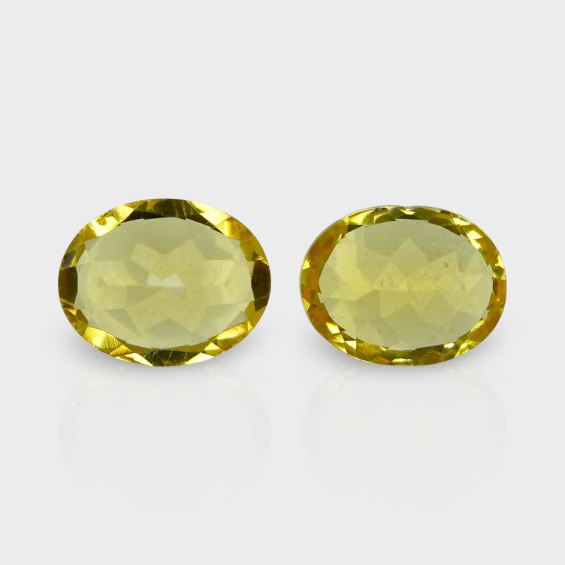 Yellow Beryl 10X8mm Faceted Oval AAA Grade Matched Gemstones Pair - 158269