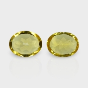 Yellow Beryl 10X8mm Faceted Oval AAA Grade Matched Gemstones Pair - 158269