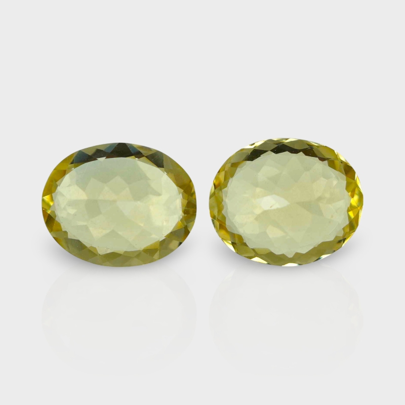 Yellow Beryl 13x11mm Faceted Oval AAA Grade Matched Gemstones Pair - 158272