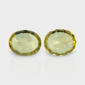 Yellow Beryl 13x11mm Faceted Oval AAA Grade Matched Gemstones Pair - 158272