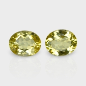 Yellow Beryl 13x11mm Faceted Oval AAA Grade Matched Gemstones Pair - 158272