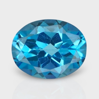 Swiss Blue Topaz 10x8mm Faceted Oval AA+ Loose Gemstone - 170683