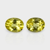 Yellow Beryl 10X8mm Faceted Oval AAA Grade Matched Gemstones Pair - 158274