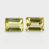 Yellow Beryl 11x8mm Step Cut Octagon AAA Grade Matched Gemstones Pair - 158276