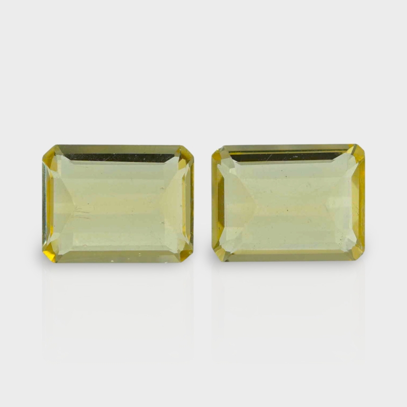 Yellow Beryl 11x8mm Step Cut Octagon AAA Grade Matched Gemstones Pair - 158276