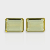 Yellow Beryl 11x8mm Step Cut Octagon AAA Grade Matched Gemstones Pair - 158276