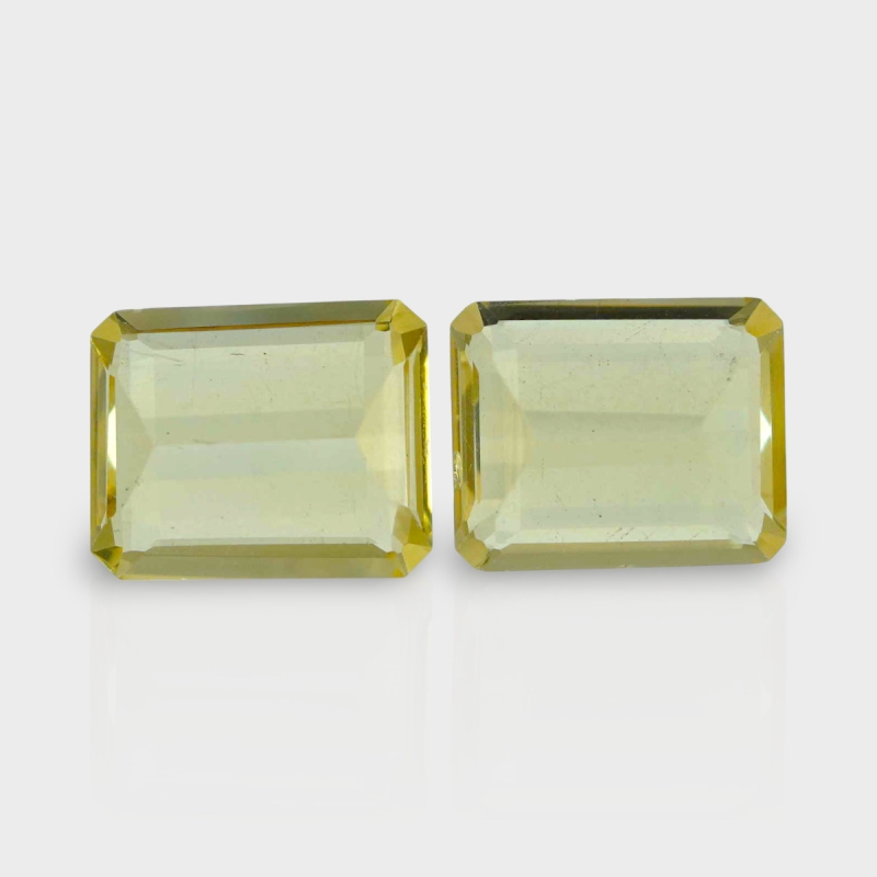Yellow Beryl 11x9mm Step Cut Octagon AAA Grade Matched Gemstones Pair - 158278