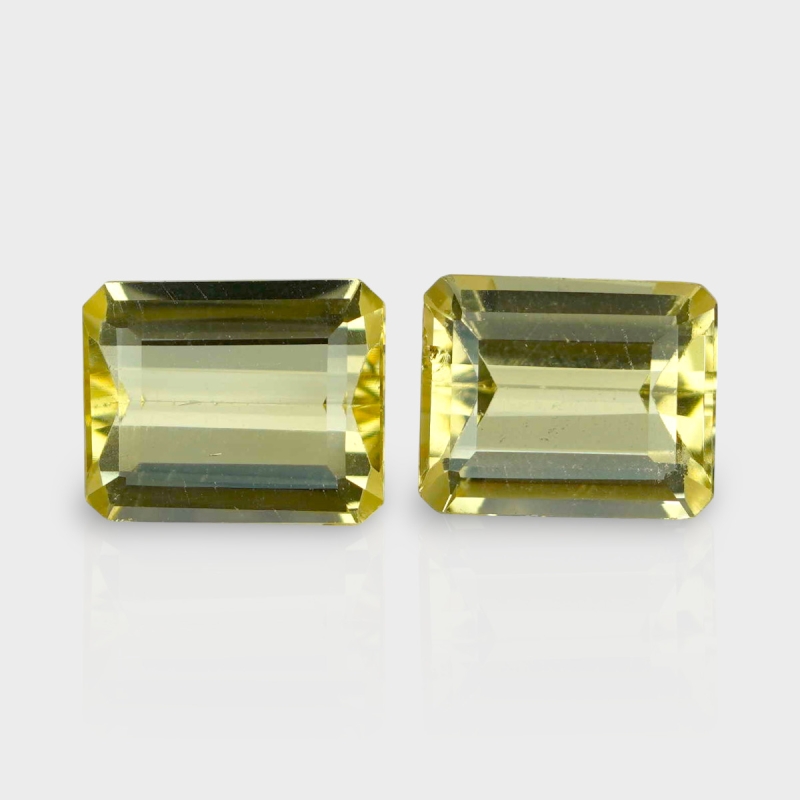 Yellow Beryl 11x9mm Step Cut Octagon AAA Grade Matched Gemstones Pair - 158278